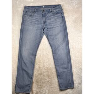 7 For All Mankind Jeans Mens 38x33 Blue Adrien Italian Fabric Denim Zip Fly